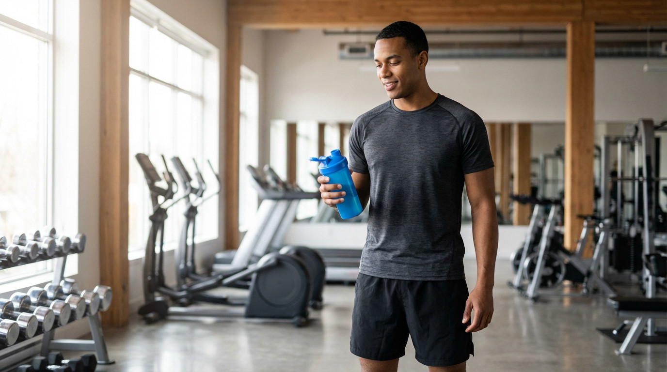 fitness en train de prendre de la whey