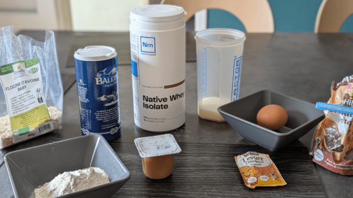 ingr&eacute;dients muffins &agrave; la whey